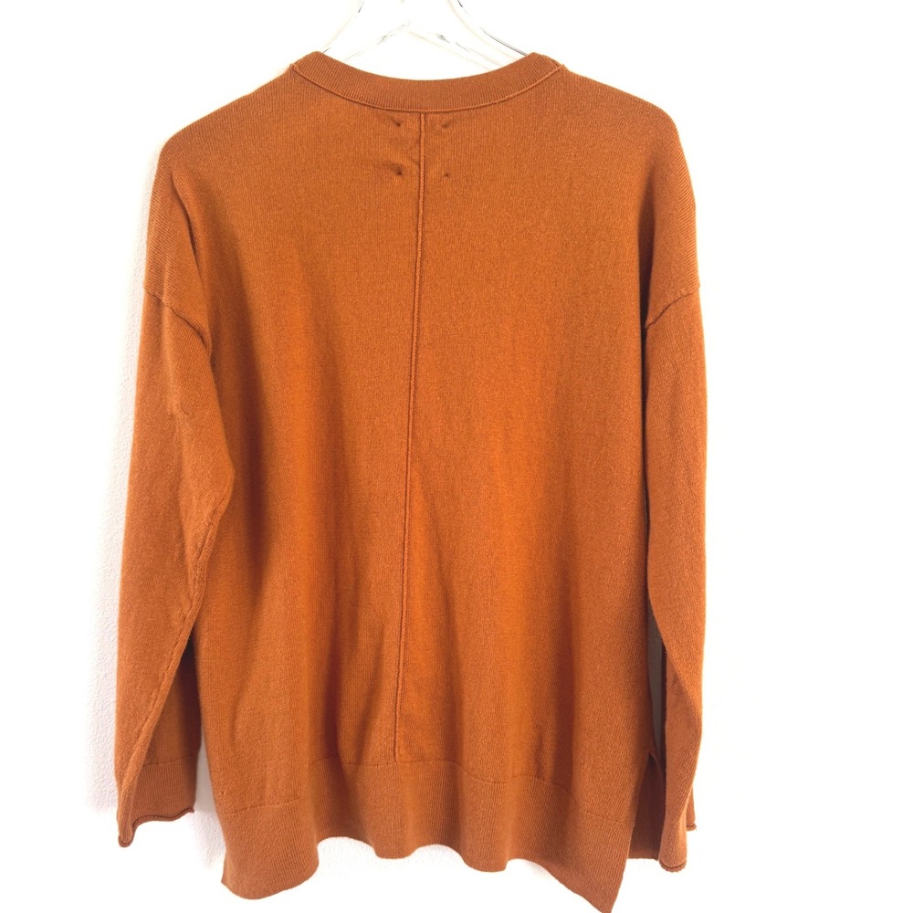 Lucky Brand Women's Cloud Soft Relaxed V-Neck Cardigan Sweater - Burnt Orange - Picture 4 of 4